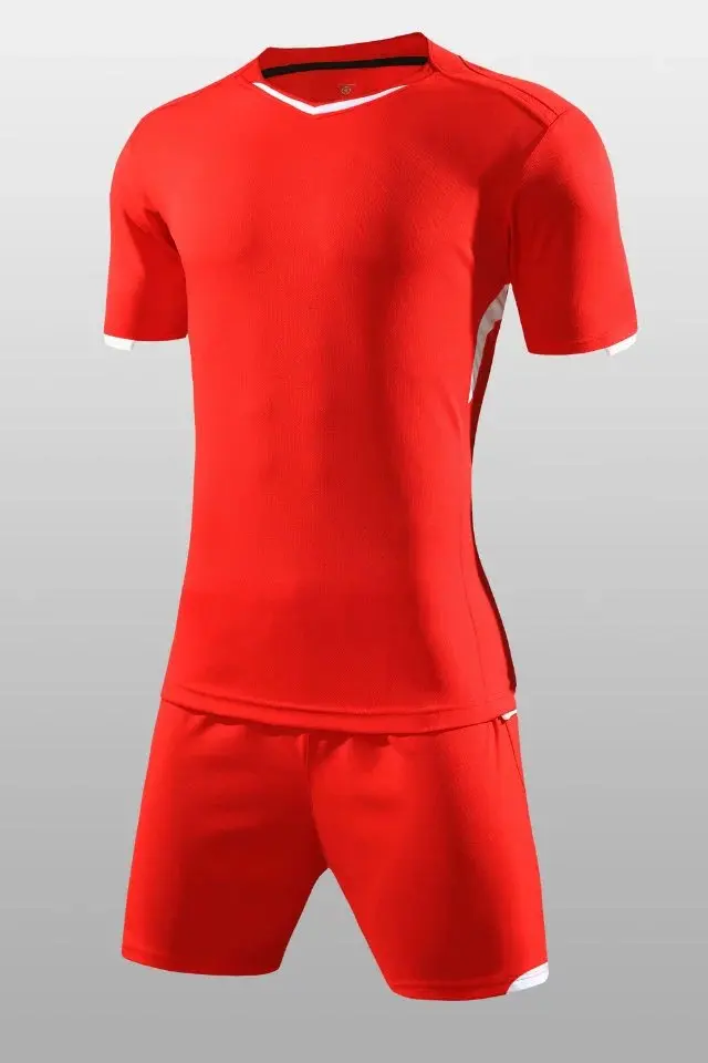 Men's plain soccer sets male football jerseys and shorts adult futebol training kits customize