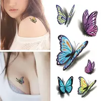 Harajuku водонепроницаемый бабочка дизайн временные татуировки бумага для леди и женщин 3d сексуальные цвета татуировки наклейки Бесплатная доставка - изображение