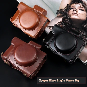 

Deluxe Edition PU Leather Camera Case Bag Cover For Olympus E-M10 EM10 Mark II III EM5 II E-PL7 E-PL8 EPL7 EPL8 PEN-F and strap