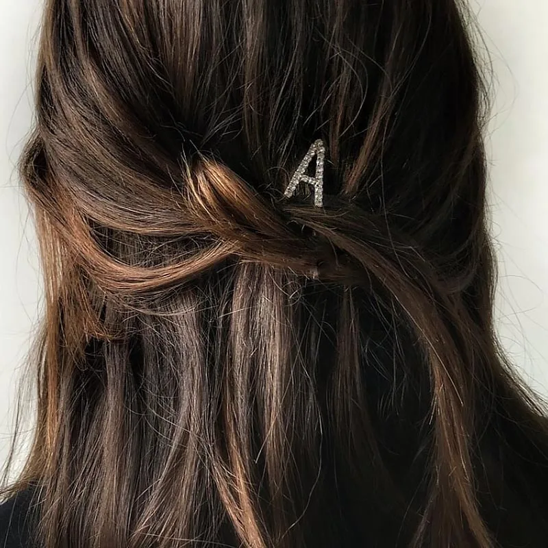 Stonefans буквы горного хрусталя заколки-пряжки для волос для женщин очаровательные Хрустальные Большие Пользовательские заколки для волос серебряные украшения для волос