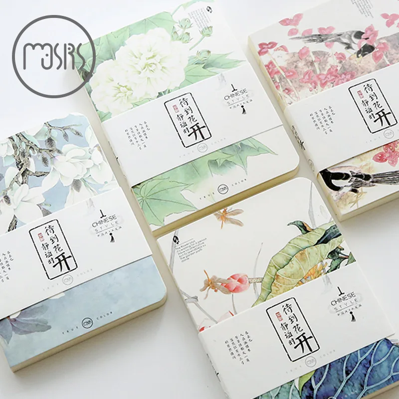 

New Waiting for flowers pattern sketchbook notebook diary book bullet journal beautiful package diary Handbook student gift