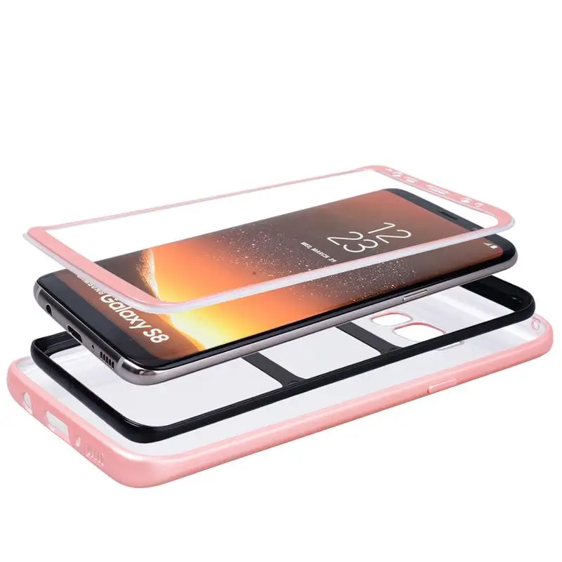 YOKATA для Samsung Galaxy S8 плюс 360 градусов полный защитный Coque 2 in1 все включено из розового