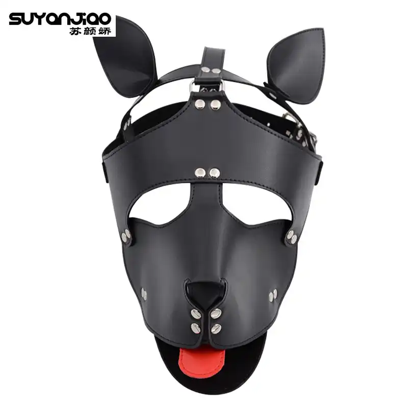 Stage Props Leather Open-Eye Hood mask