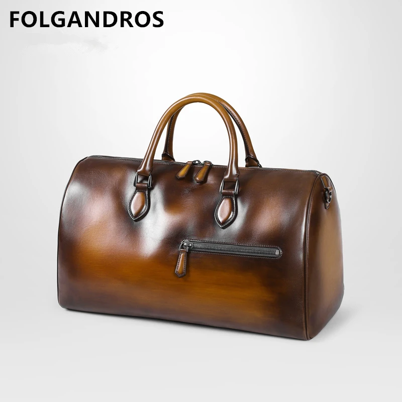 

2019 Luxury Genuine Leather Travel Bag Italian Cowhide Business Casual Travel Duffle Large Capacity Design Luggage Crossbody Bag