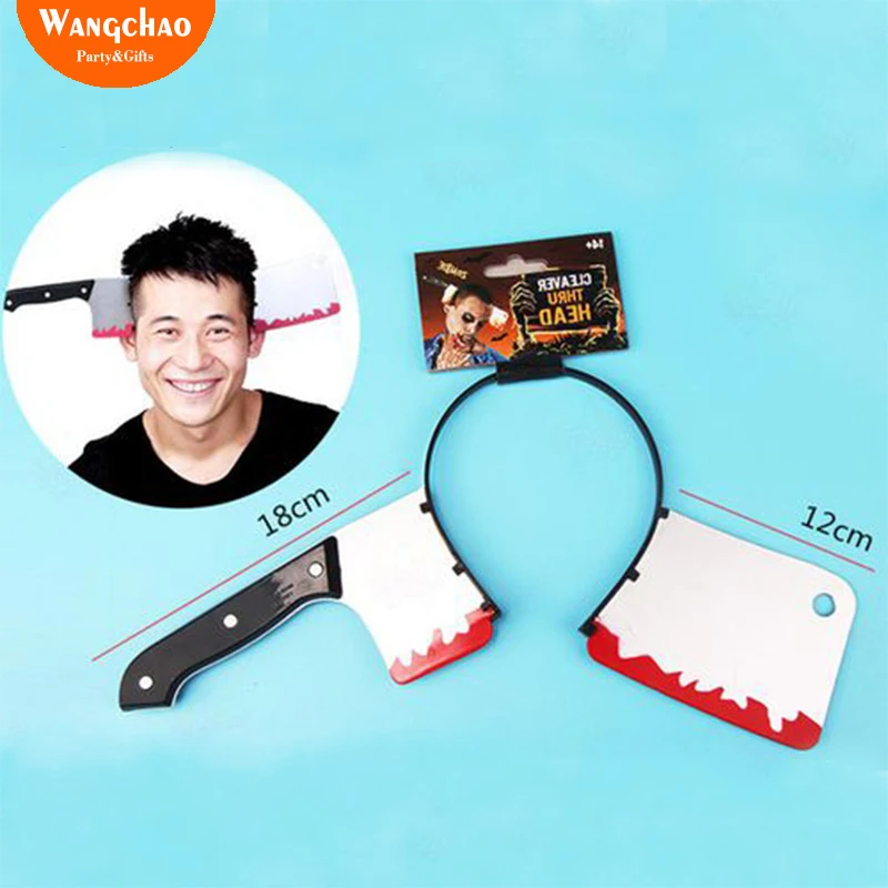 

Funny Fake Knife Halloween Fancy Head Headband Blood Costume Prop Illusion Halloween Theme Decoration Cosplay Hair Hoop 2018