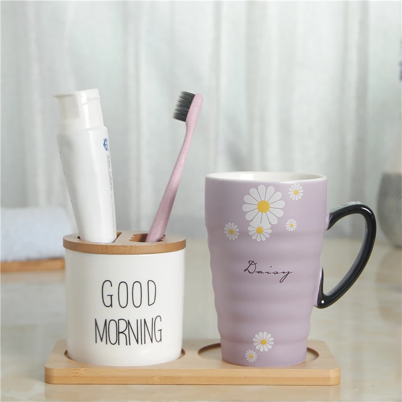 Для ванной Tumblers зубная щетка чашка мыть подвязка костюм чашка подставка для зубной пасты коробка Роскошная печать керамический материал мыть чашка 15 - Цвет: color20