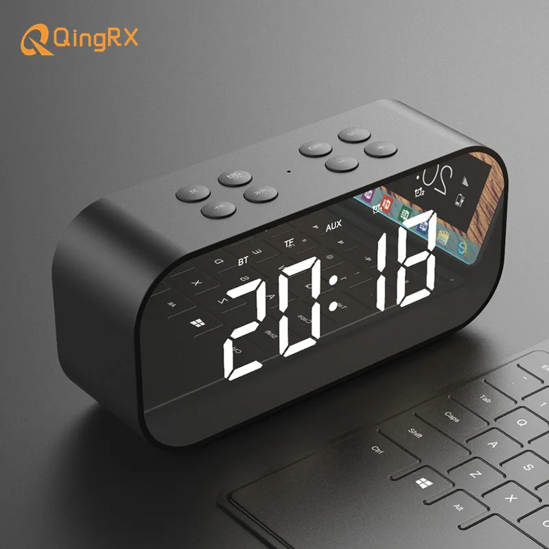 

Bluetooth 5.0 Portable Wireless Bluetooth Speaker Column Subwoofer Music Sound Box LED Time Snooze Alarm Clock for Laptop Phone