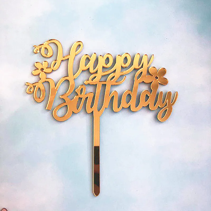 Золотой акриловый торт Топпер гирлянда блеск с днем рождения кекс Топпер для девочек день рождения праздничное украшение торта детский душ - Цвет: 18