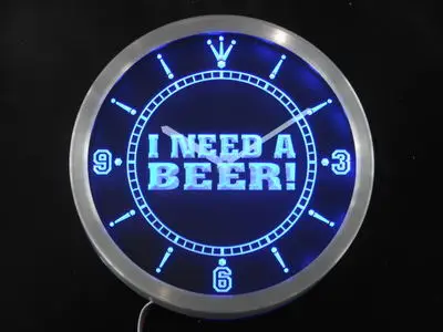 

nc0409 I Need a Beer Bar Pub Club Neon Light Signs LED Wall Clock