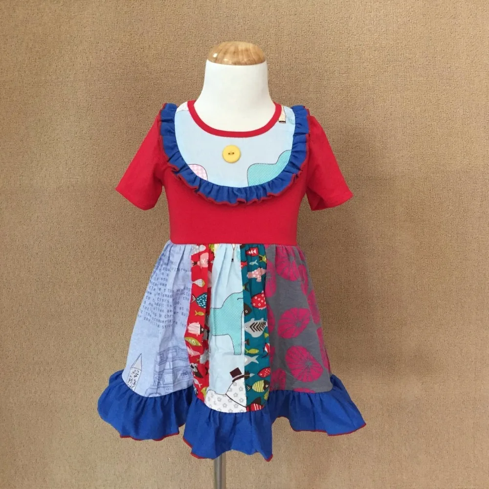 

Summer Normal style 100%cotton with small Ruffles trim and Full sleeves with a Bib and button Baby Girls Dress by Jil Sander