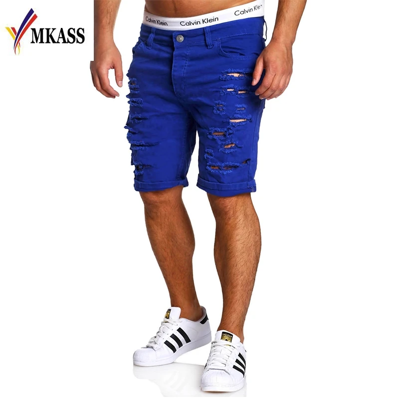 Летний Для мужчин шорты Хлопковые фирменные носки дырявые джинсовые шорты модные дизайнерские шорты джинсы Для мужчин; облегающие джинсовые шорты Для мужчин Размеры M-XXL
