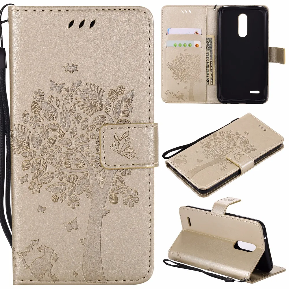 

3D Tree Cat For LG K10 2018 / LG K11 (Russia/Italia)/K10+ 2018 Flip Cover PU Leather Phone Case For LG K8 2018 / LG K9 (Russia)