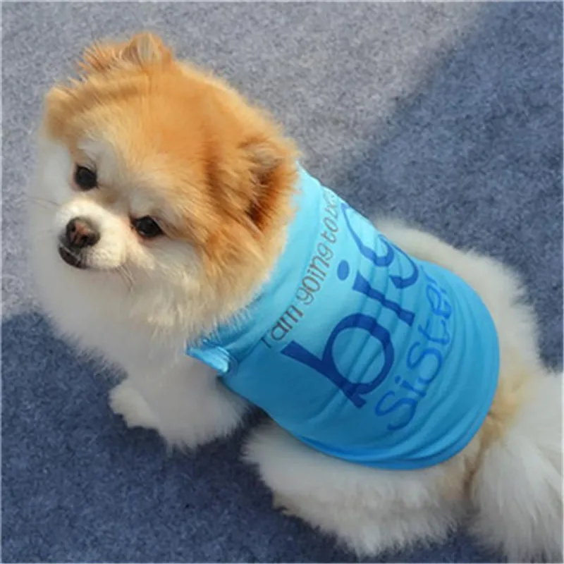 

Summer dog cat vest T-shirt Cute Pet Puppy Dog Cat spring Polyester I am going to be a big sister letter printing Clothes Vest