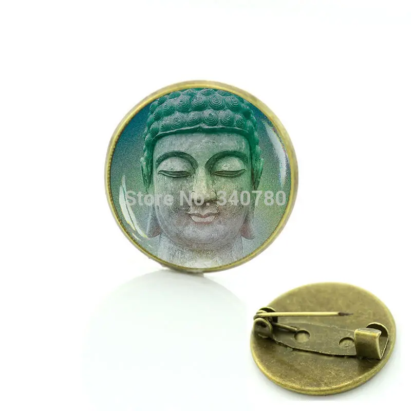 

Face of Buddha brooch pins lass cabochon buddha bros Vintage Buddhist jewerly Dress Accessories religion jewelry Wholesale BP83