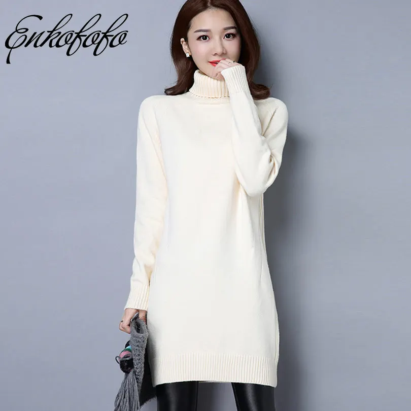 Wool dress Sweater Women Winter autumn Casual Knit Turtleneck Long Sleeve Thread Slim plus size Pull Cashmere Sweaters Pullover | Женская