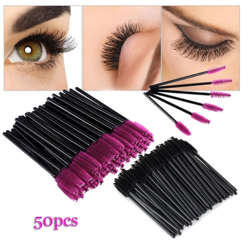

50PCS/LOT Disposable Color Nylon Eyelash Brush High Quality Eyelash Comb Eyebrow Brush Mascara Brushes