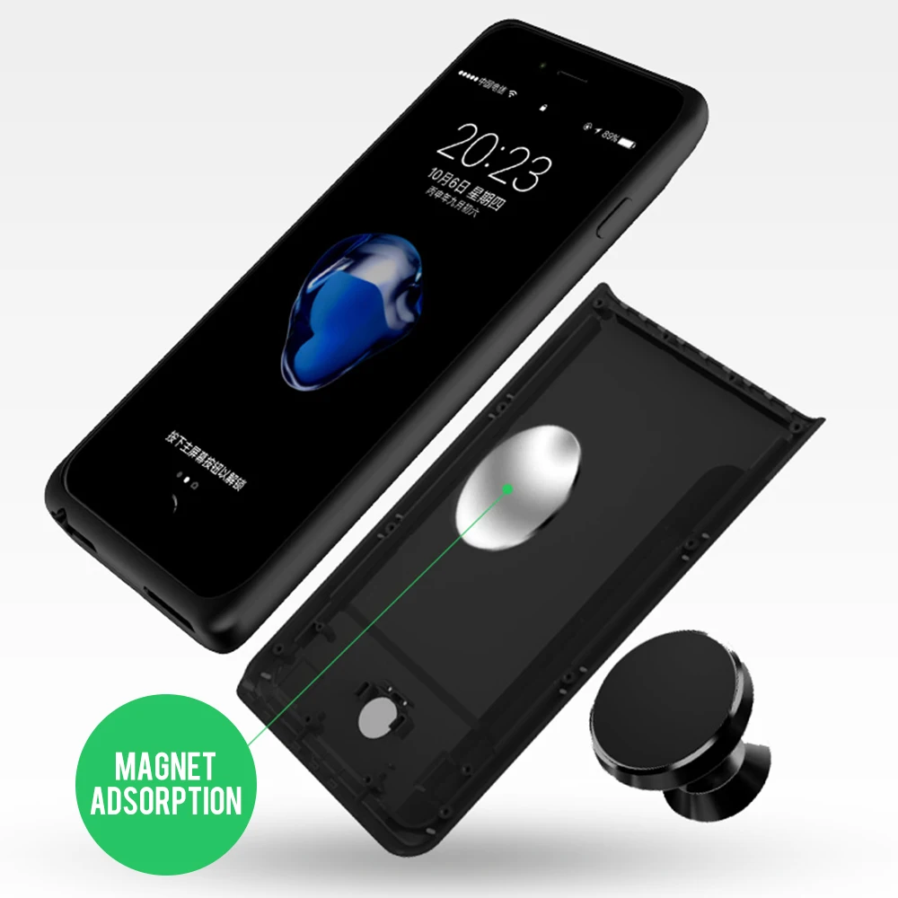 Topzero Power Bank Charger Case For Apple iPhone 6 6S 7 8 Back Clip Battery Case Cover TPU+PC 2500/5000mah Charging Cases Capa