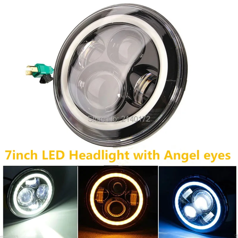 LED Daymaker Headlight 7 INCH projector Driving Headlight Dual beam with Angel eyes for Wrangler JK  Trucks Off Road 4x4