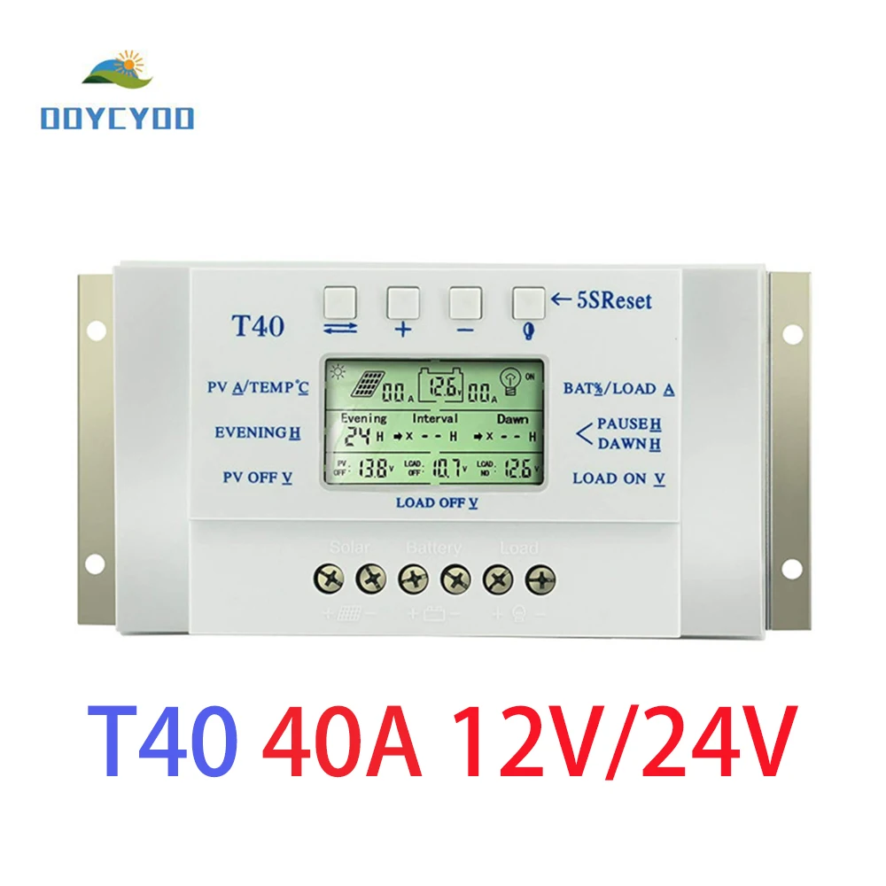 

OOYCYOO MPPT T40 40A regulador de carga Solar 12 V 24 V Auto pantalla LCD con controlador de carga doble temporizador de