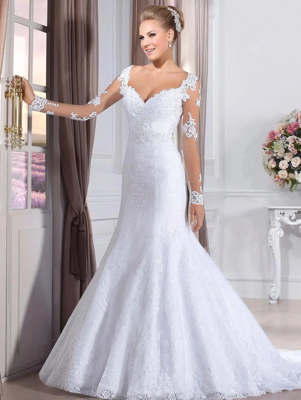 Sweetheart Long Sleeve Wedding Dresses