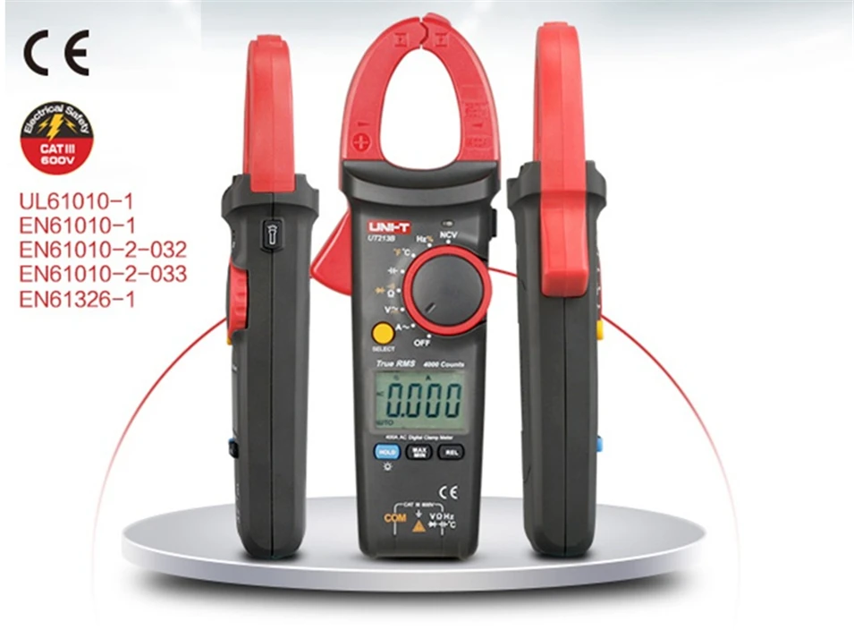 

UNI-T UT213A UT213B UT213C Digital LCD Clamp Meter Multimeter AC/DC Voltage Current Resistance Capacitance Diode Continuity NCV