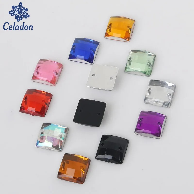 

11 Color 10x10MM 100pcs Square Grid Acrylic Crystal Sew On Flat Drill for Clothing Shoes Wedding Decoration DIY Craft