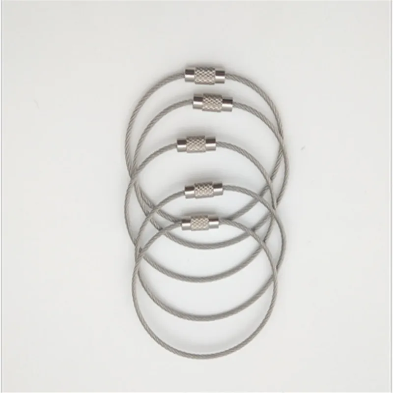 

10Pcs 1.5/2mm EDC Keychain Tag Rope Stainless Steel Wire Cable Loop Screw Lock Gadget Ring Key Keyring Circle Hand Tool Parts