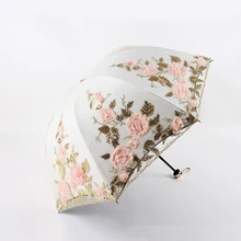 Simanfei Foldable Umbrella Rain Women Elegant Lace Umbrella Windproof Parasol Sunshade Rain Umbrella Anti-UV Waterproof Parasol free shipping butterfly and peony oiled paper umbrella dia 84cm anti rain sunshade waterproof dance collection gift umbrella