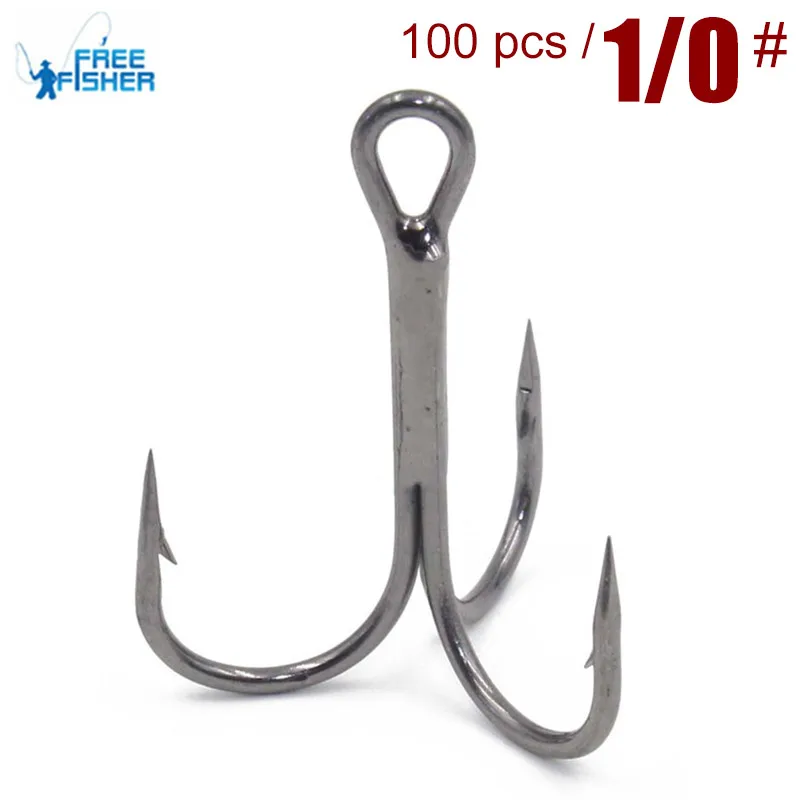 Buy 1/0 100 pcs/set 3.3cm Fishing Treble Hooks Silver
