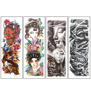 

NEW-4Pcs/Lot Waterproof Temporary Tattoos Sticker Full Arm Beijing Opera Pattern Pattern Tattoos Applique Arm Full Arm Tattoos
