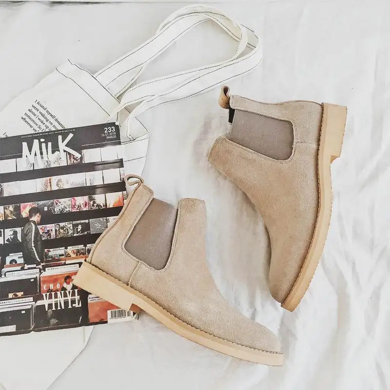 chelsea boots beige suede