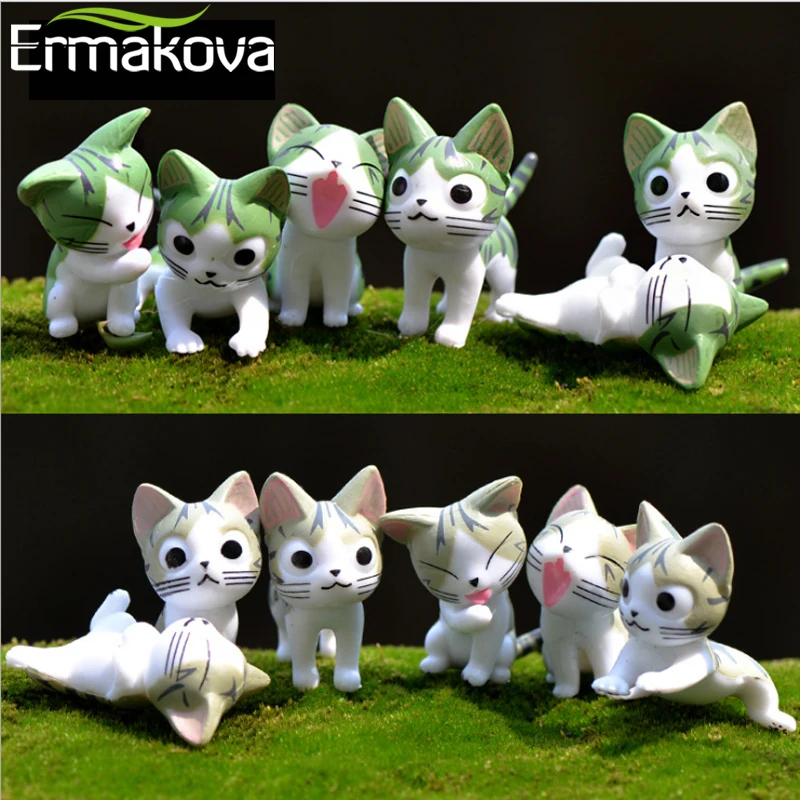 ERMAKOVA Set of 6 Cat Figurine Little Cat Statue Cute Animal Figurine