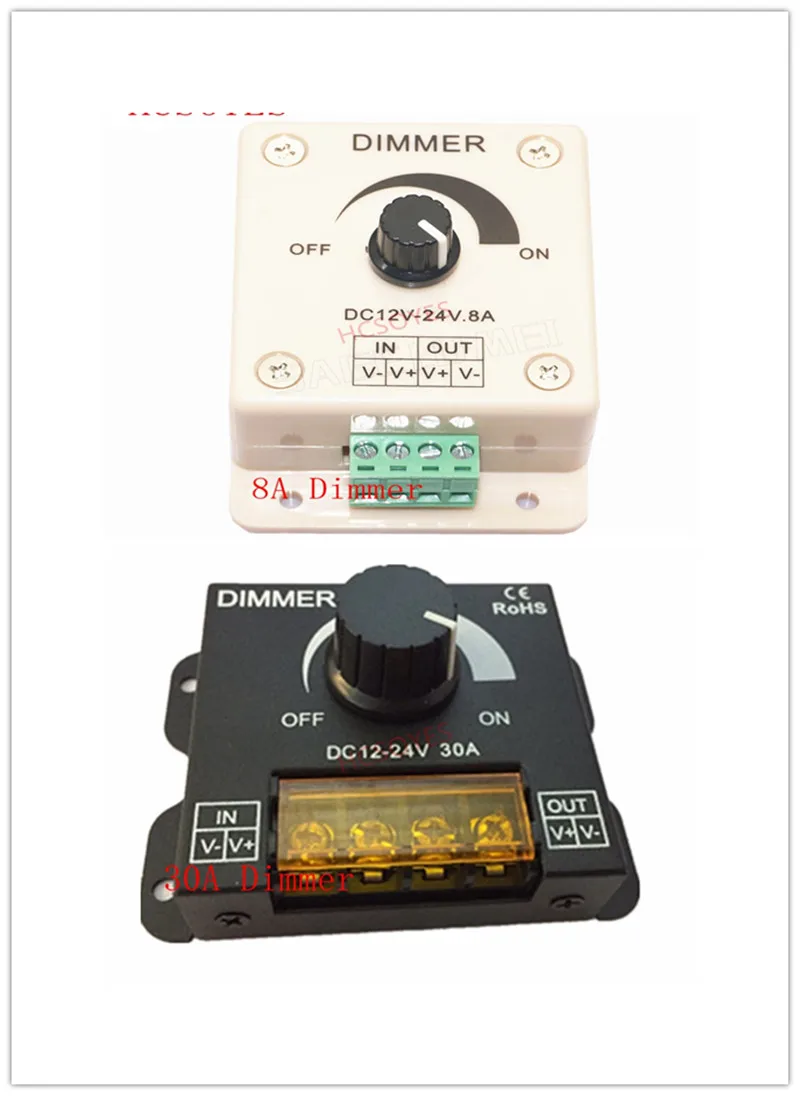 DC12V-24V LED Dimmer 8A 30A 96W 360W Adjustable Brightness Lamp Strip Light Driver Single Color LED Controller 5050 3528 Tape