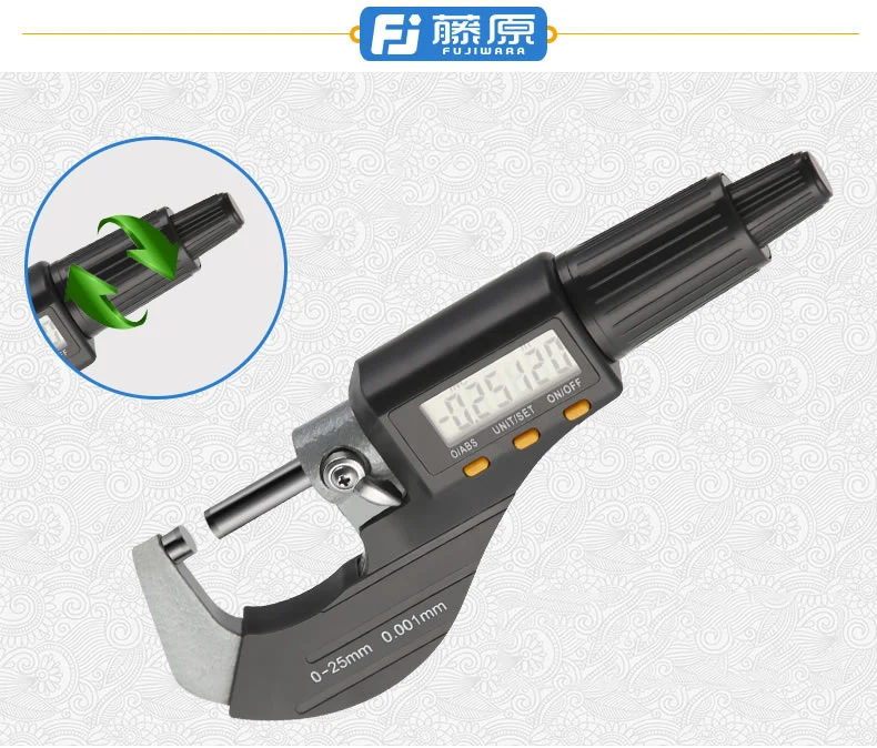FUJIWARA 0-25 см цифровой дисплей микрометр внешний микрометр 0,001 мм штангенциркуль измерительный инструмент