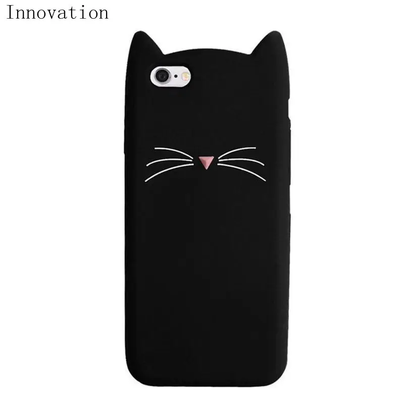 Per Iphone 5 S Se2016 Custodia Cute Cartoon Cat Ears Case 3D Silicone Soft Back Cover Black Pink Phone Shell Funda Per Iphone 5 S 5Se