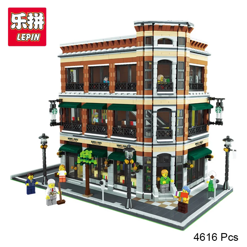 

Lepin 15017 City Street Bookstore and Starbucks Cafe Assemble Building Block brick Compatible with lego Birthday Gifts