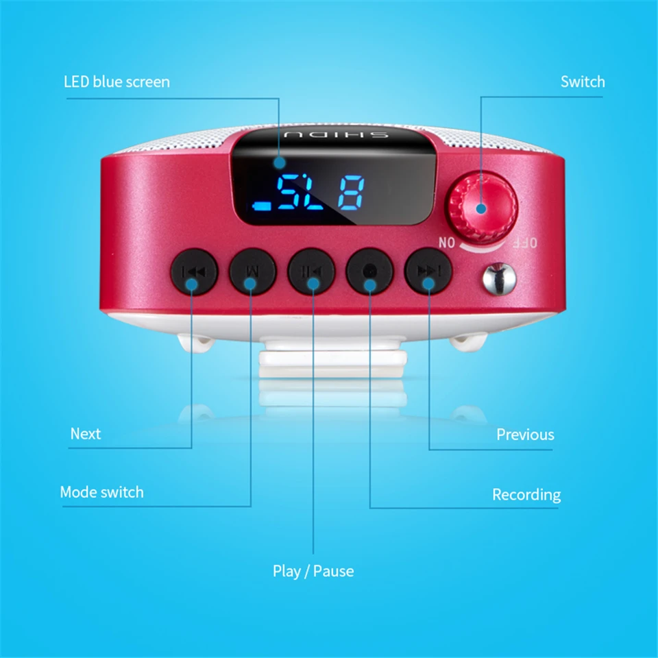 SHIDU UHF мини беспроводной портативный голосовой усилитель FM стерео радио HiFi AUX аудио динамик для учителя речи Йога инструктора M500