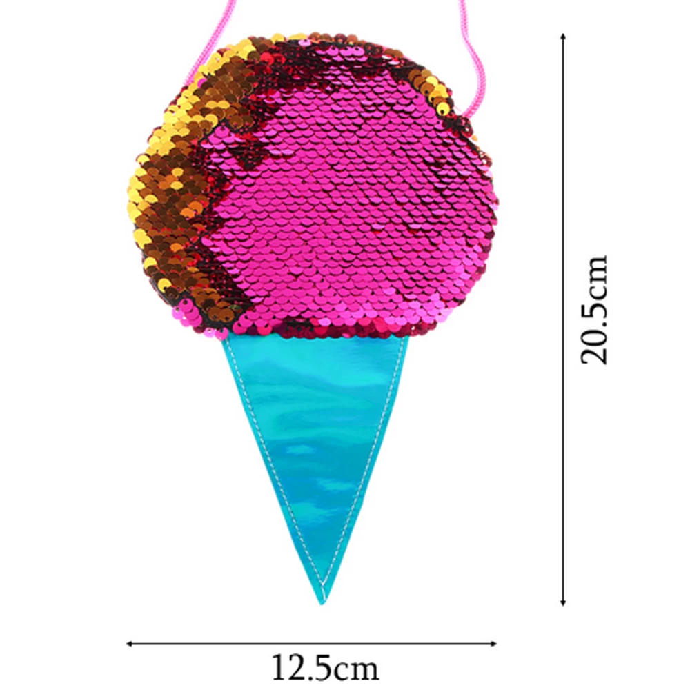 Детские аксессуары сумка на шнурке для мальчиков и девочек, блестки, сладкое мороженое, сумка, вечерние пляжная сумка, подарок, яркие цвета, плюшевые кошельки