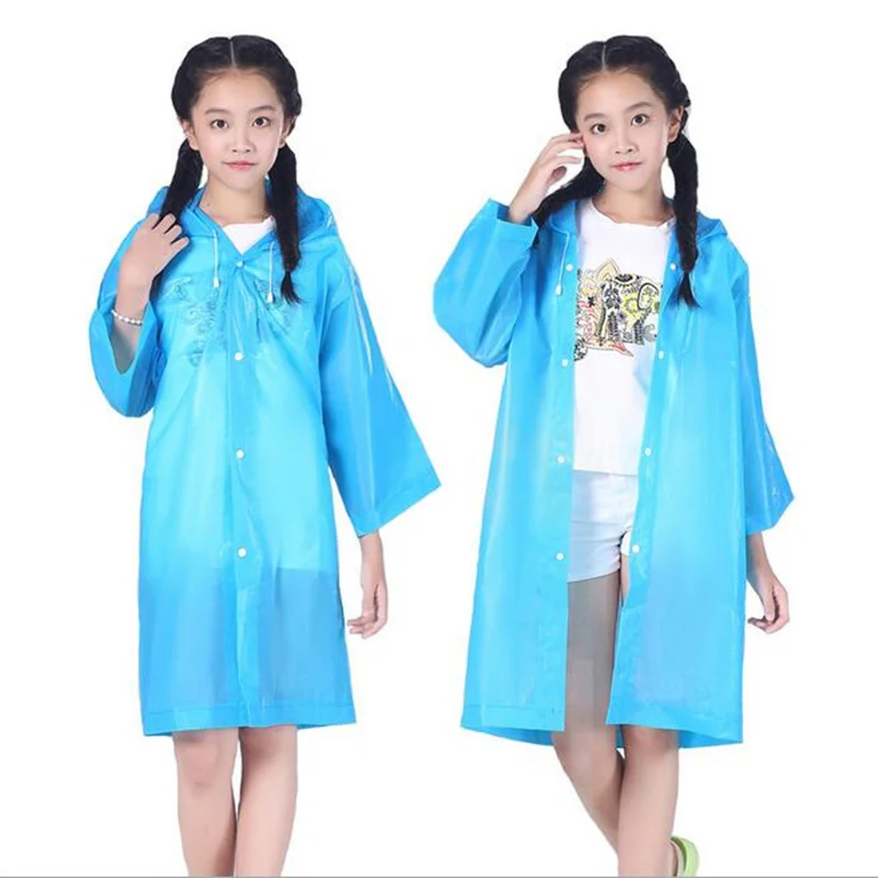 

Kids Long Transparent Plastic Raincoat Rain Coat Poncho Cover Waterproof Hooded Rainwear Student Children Girl Boy Rain Jacket