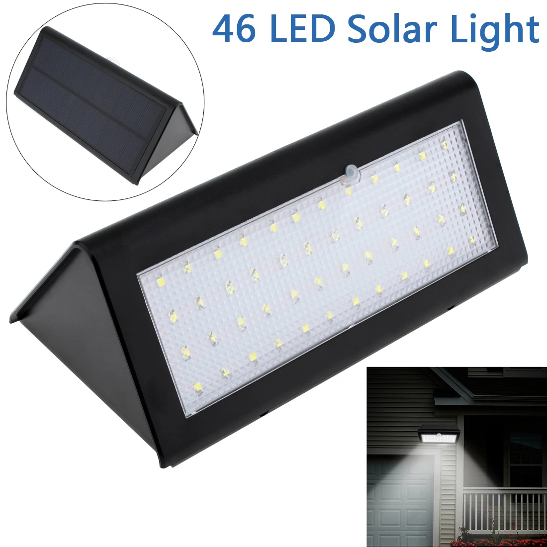 

Outdoor Powered 46 LED Solar Light Waterproof IP65 PIR Motion Sensor Wall Lamp with Light Control for Garden / Pathway /Fence