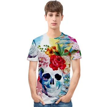 

T-shirt for Men Cool Skull Patterns Roses Fashion Design T-shirt for Men Summer Wearing Sports Sweatshirt Fittness T-shirt Men