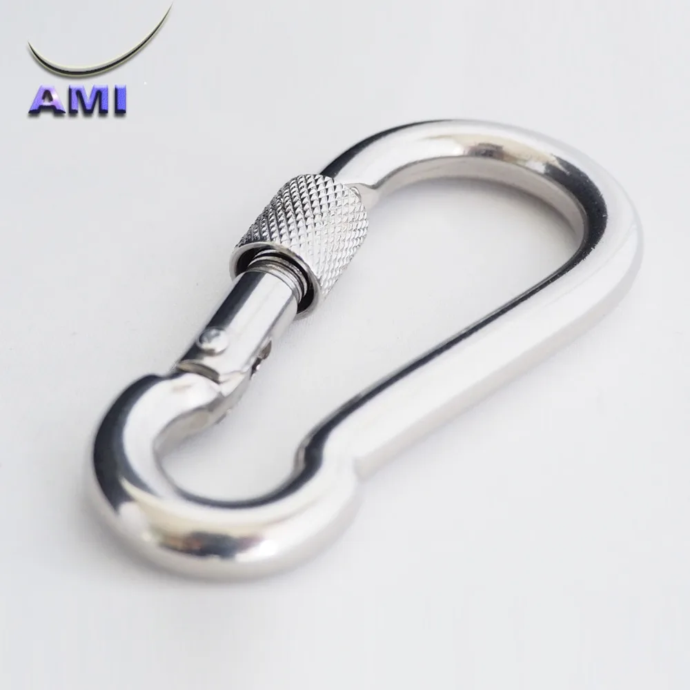 5mm*50mm spring hook with safety screw nut stainless steel 316 snap