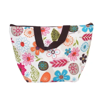 

Lunch Box Bag Tote Insulated Cooler Carry Bag for Travel Picnic - Floral Pattern