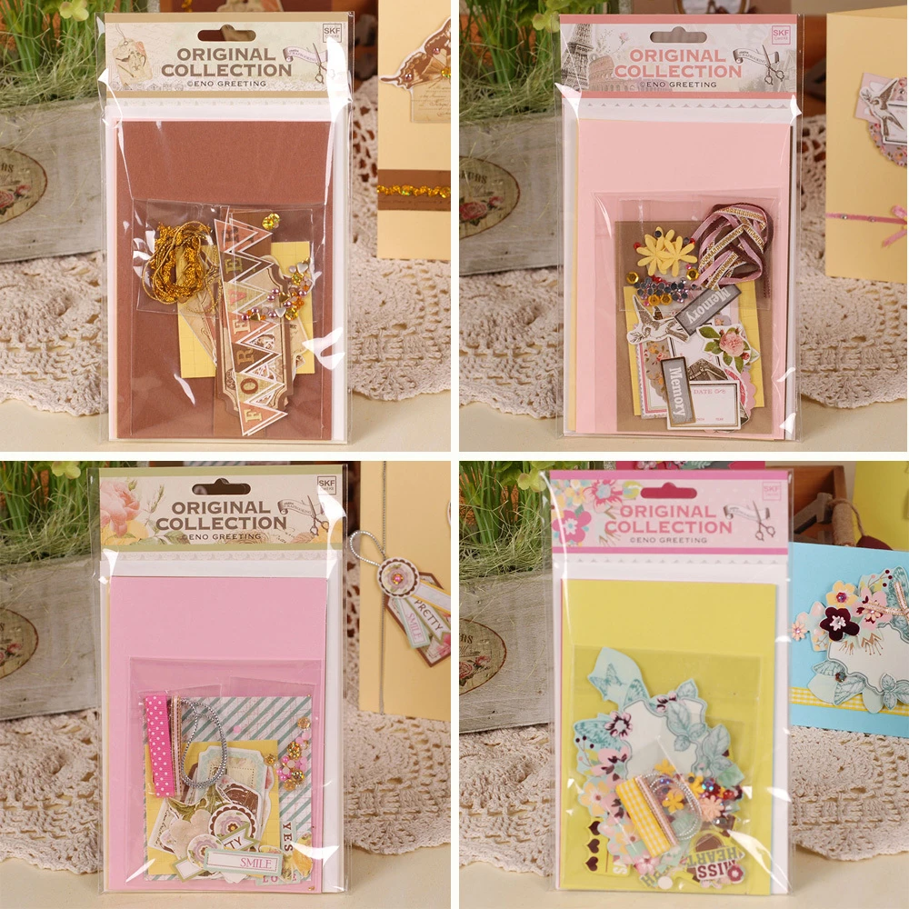 us $4.74 5% off|eno greeting 3 cards+envelopes of daily diy greeting card  kit for kids,paper card craft set|card stock for wedding