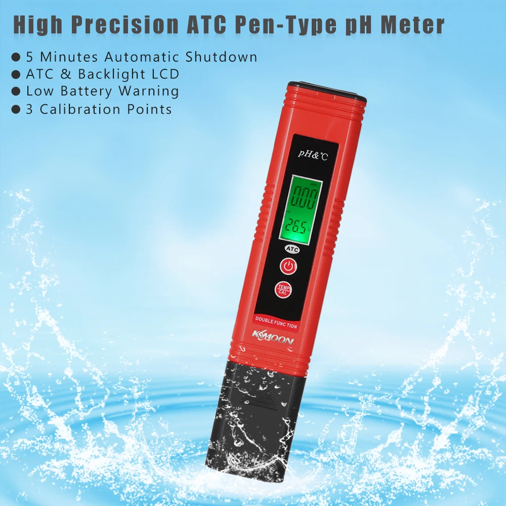 KKmoon профессиональный и энергосберегающий pH-007 рН-метр типа пера высокой точности с автоматической температурной компенсацией функция ATC