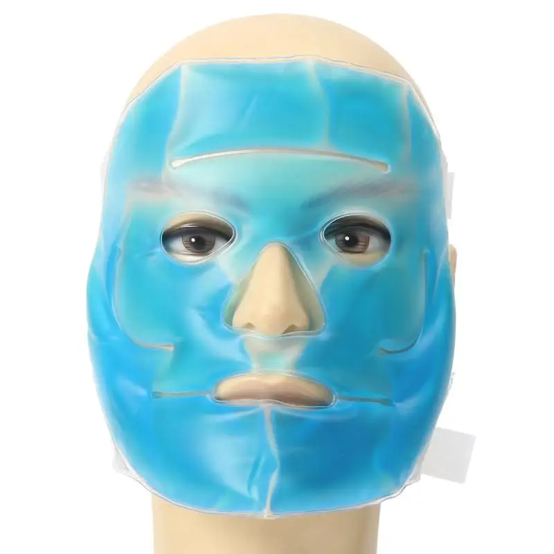 

Cold Gel Face Mask Ice Compress Blue Full Face Cooling Mask Anti-Fatigue Contracting Relief Pad With Cold Pack Faical Care Tool