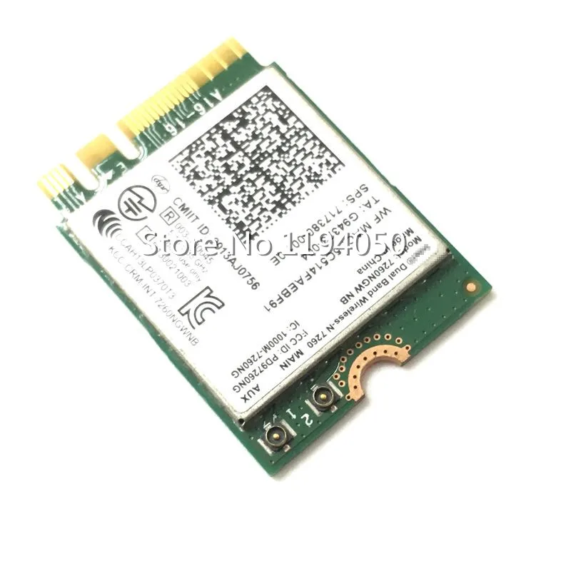 Intel 2 4G/5G двухдиапазонный беспроводной N 7260 7260NGW NB NGFF PCIe WLAN Wi Fi карта модуль