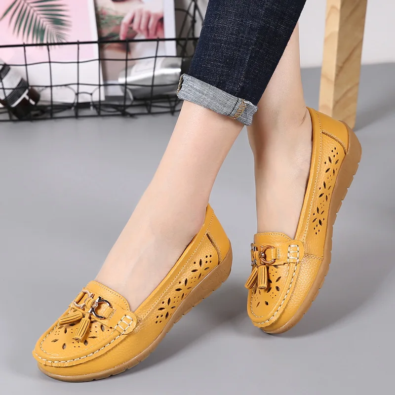 

women summer casual shoes 2019 fashion genuine leather slip on women shoes loafers solid comfortable shoes woman flats female