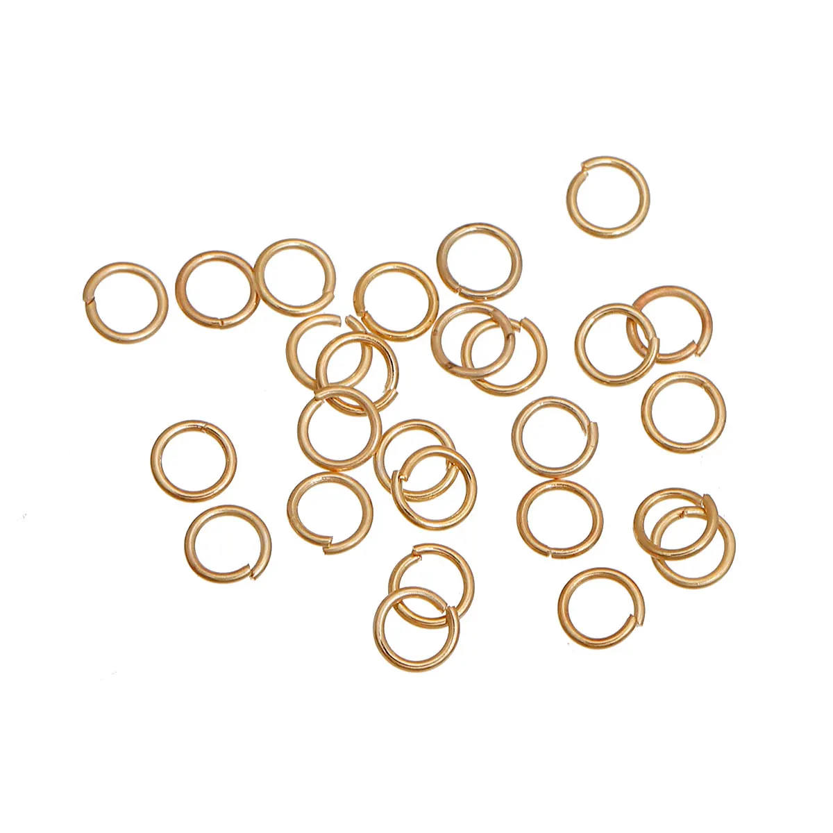 

Zinc Based Alloy Opened Jump Rings Findings Round 14K Real Gold Plated 4mm( 1/8") Dia, 100 PCs (B0083818)