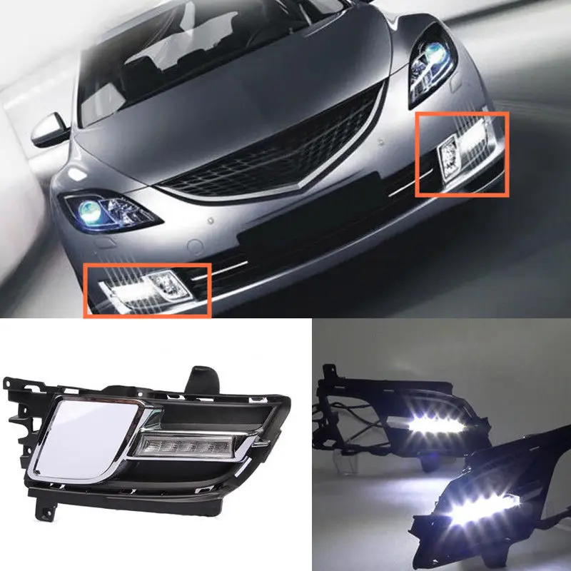 2pcs White LED Daytime Running Lights Fog Lamp DRL For Mazda Core-wing 2009 2010 2011 2012